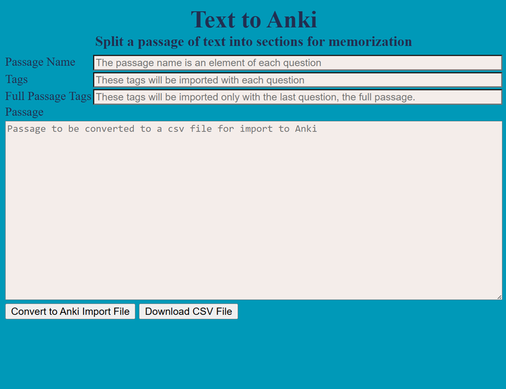 Text to Anki Web Site